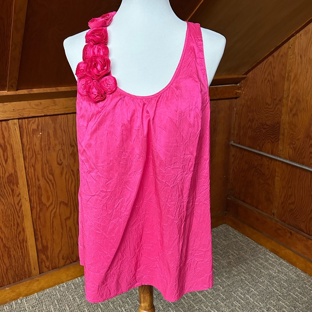 Calypso St. Barth Fuchsia Tank Top with Floral Accent